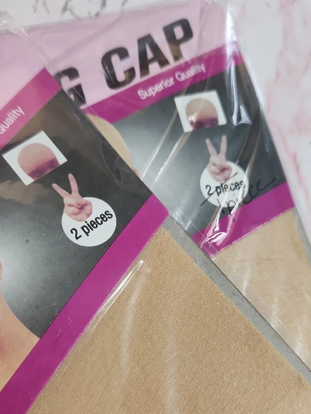 3 Wig Caps & 2 Headband Set - Beige and Brown